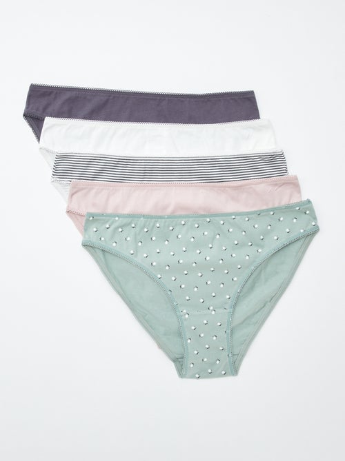 Lot de 5 culottes - unies et imprimées - Kiabi