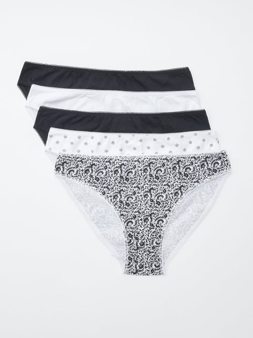 Lot de 5 culottes - unies et imprimées - Kiabi