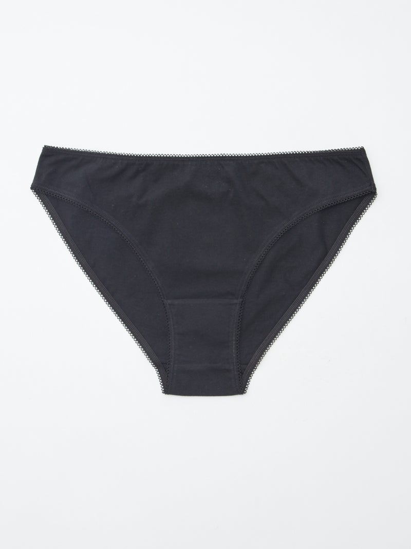 Lot de 5 culottes - unies et imprimées Blanc/noir - Kiabi