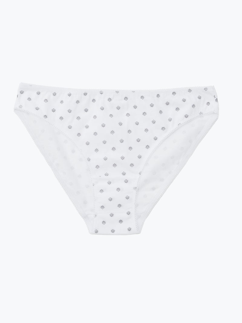 Lot de 5 culottes - unies et imprimées Blanc/noir - Kiabi