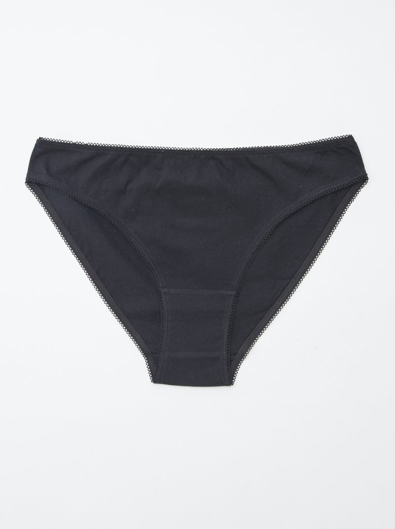 Lot de 5 culottes - unies et imprimées Blanc/noir - Kiabi