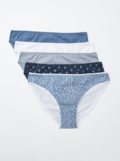 Lot de 5 culottes - unies et imprimées - Kiabi
