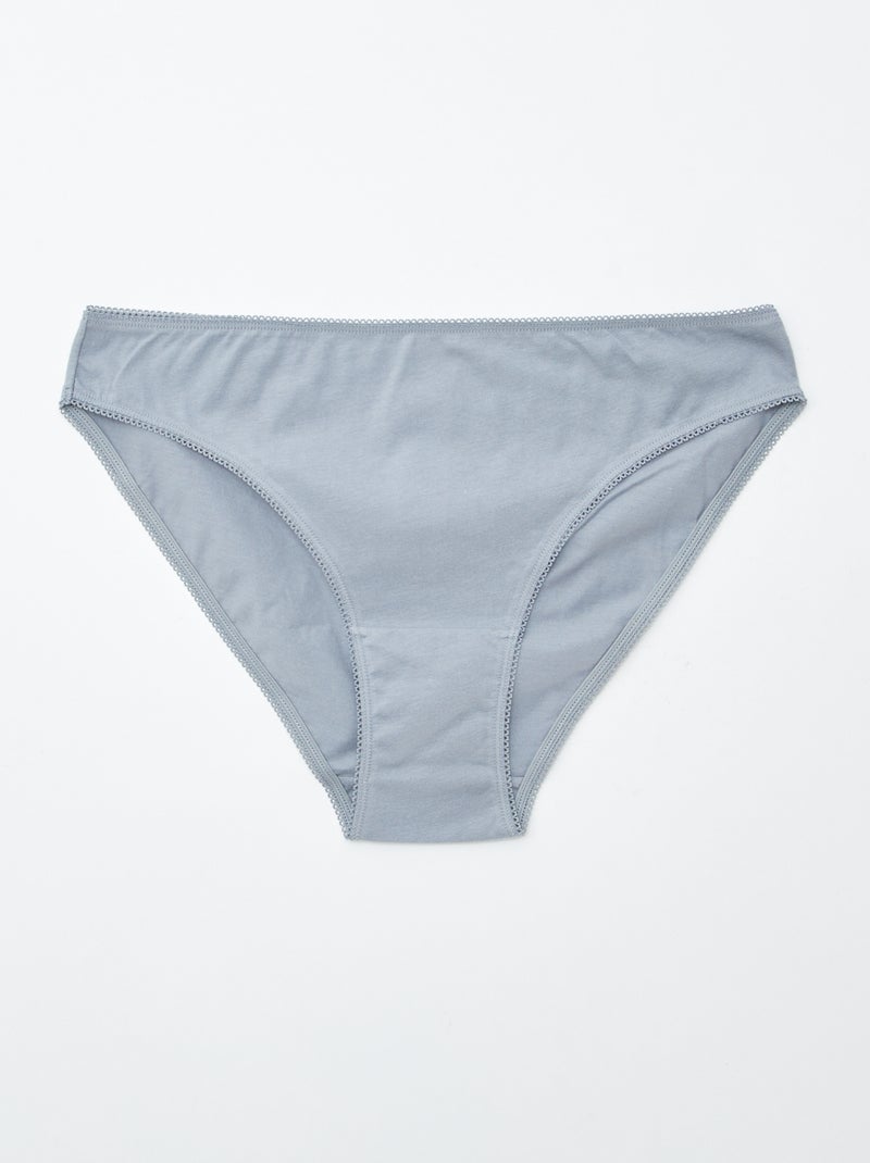 Lot de 5 culottes - unies et imprimées Bleu - Kiabi