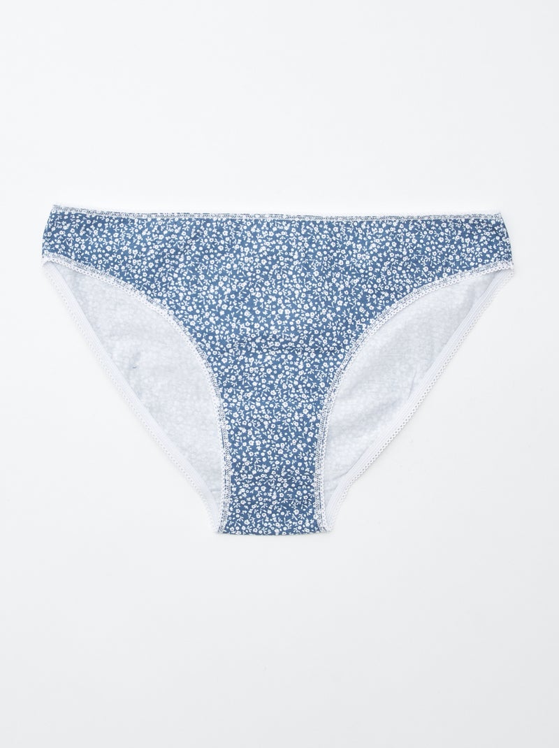 Lot de 5 culottes - unies et imprimées Bleu - Kiabi