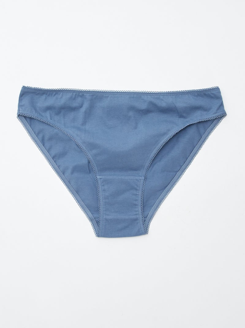 Lot de 5 culottes - unies et imprimées Bleu - Kiabi