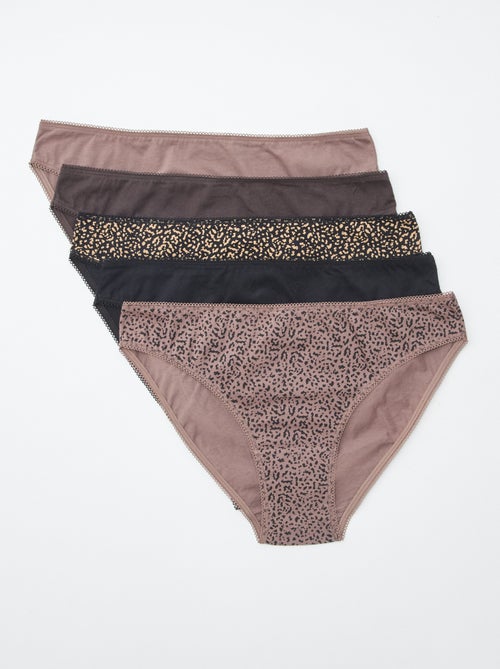 Lot de 5 culottes - unies et imprimées - Kiabi
