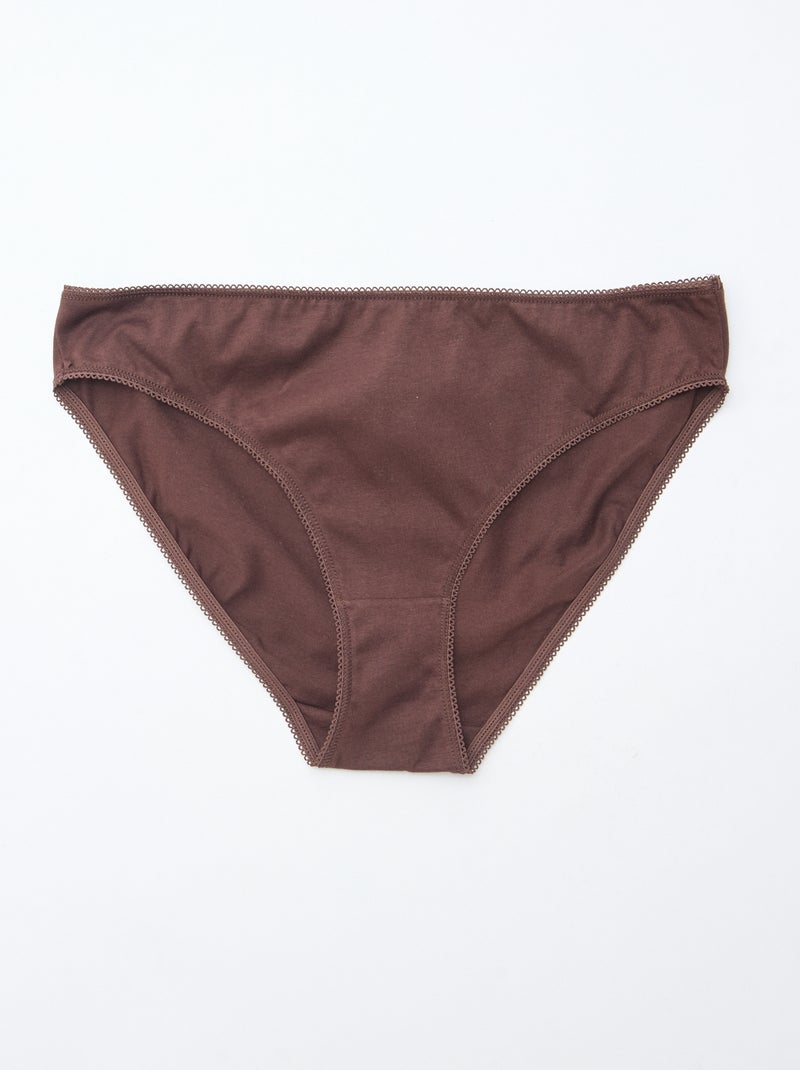 Lot de 5 culottes coton uni Marron - Kiabi
