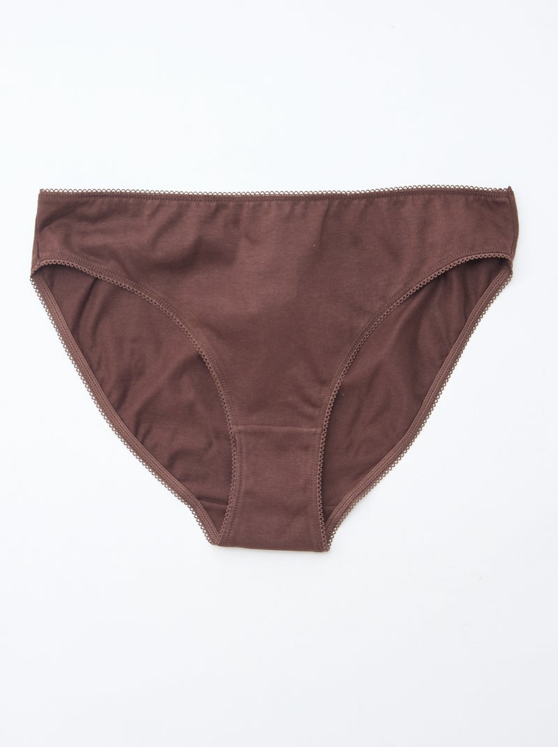 Lot de 5 culottes coton uni Marron - Kiabi