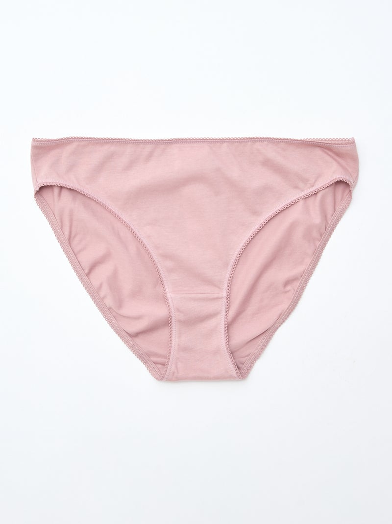 Lot de 5 culottes coton uni Rose - Kiabi