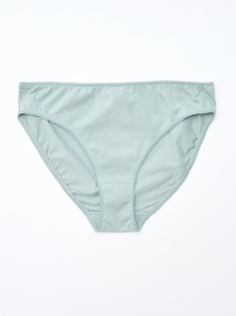 Lot de 5 culottes coton uni Vert - Kiabi