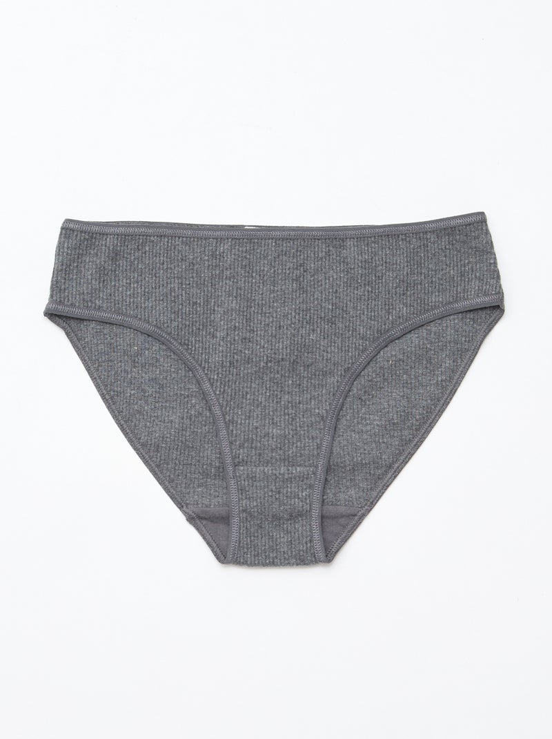 Lot de 5 culottes en maille côtelée Gris - Kiabi