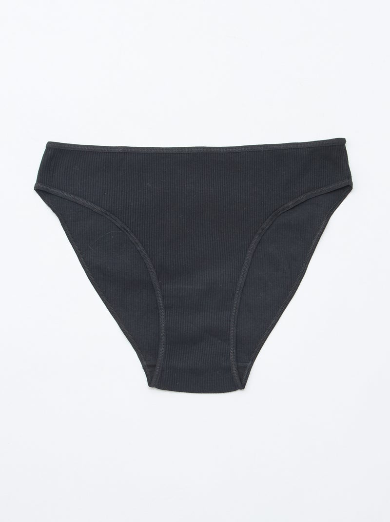 Lot de 5 culottes en maille côtelée Noir - Kiabi