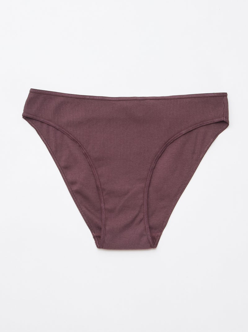 Lot de 5 culottes en maille côtelée Violet - Kiabi