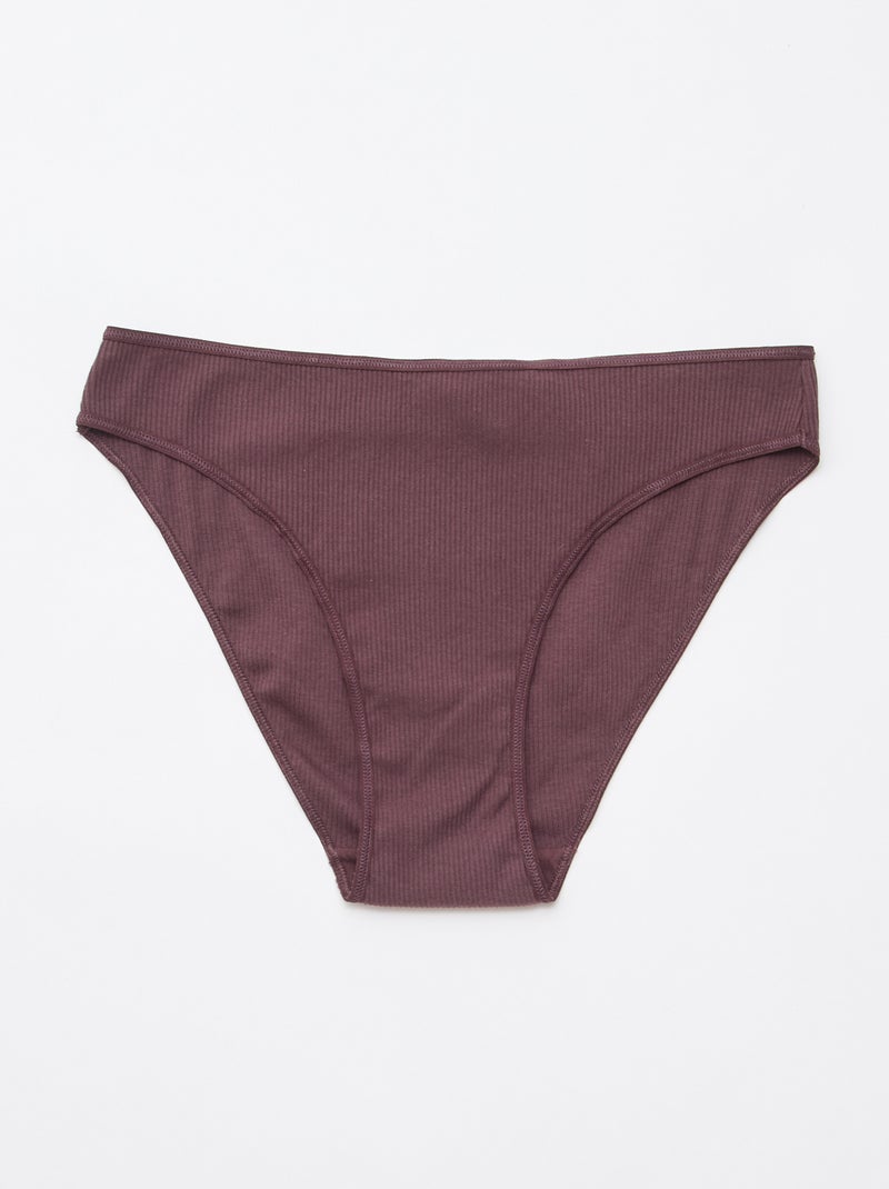 Lot de 5 culottes en maille côtelée Violet - Kiabi