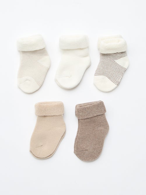 Lot de 5 paires de chaussette avec revers en coton - Kiabi