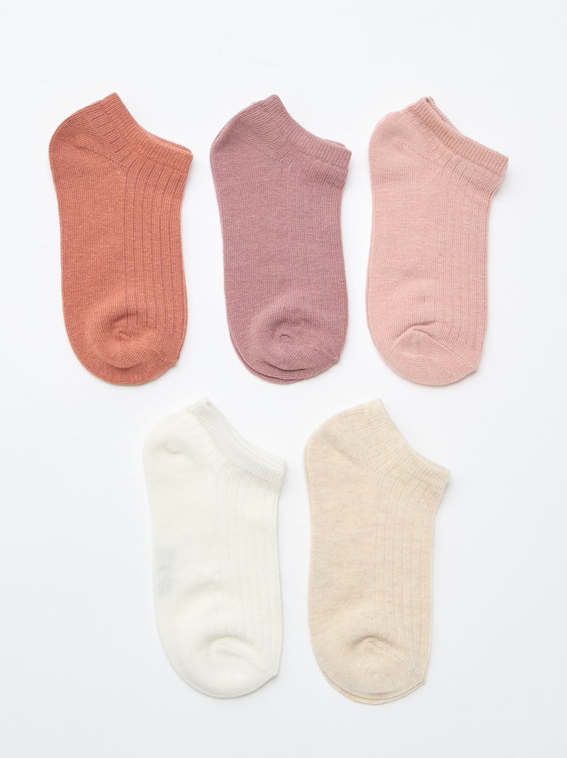 Lot de 5 paires de chaussette en coton Rose - Kiabi