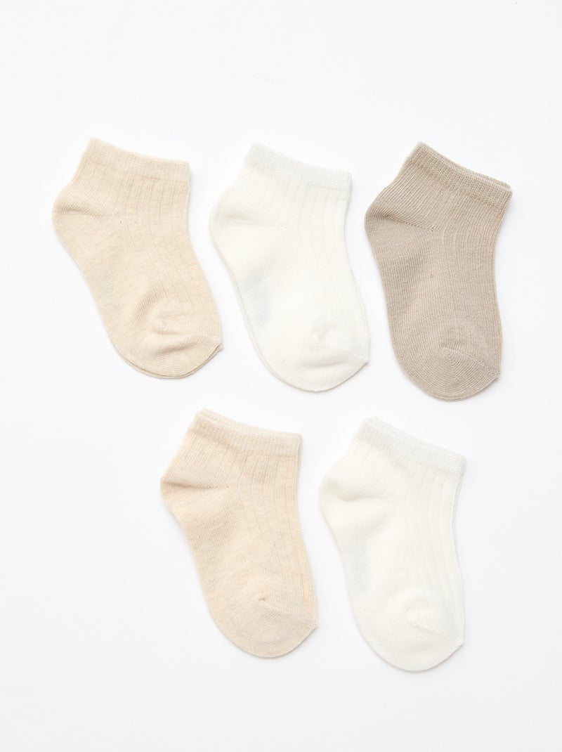 Lot de 5 paires de chaussettes en maille côtelée Beige - Kiabi