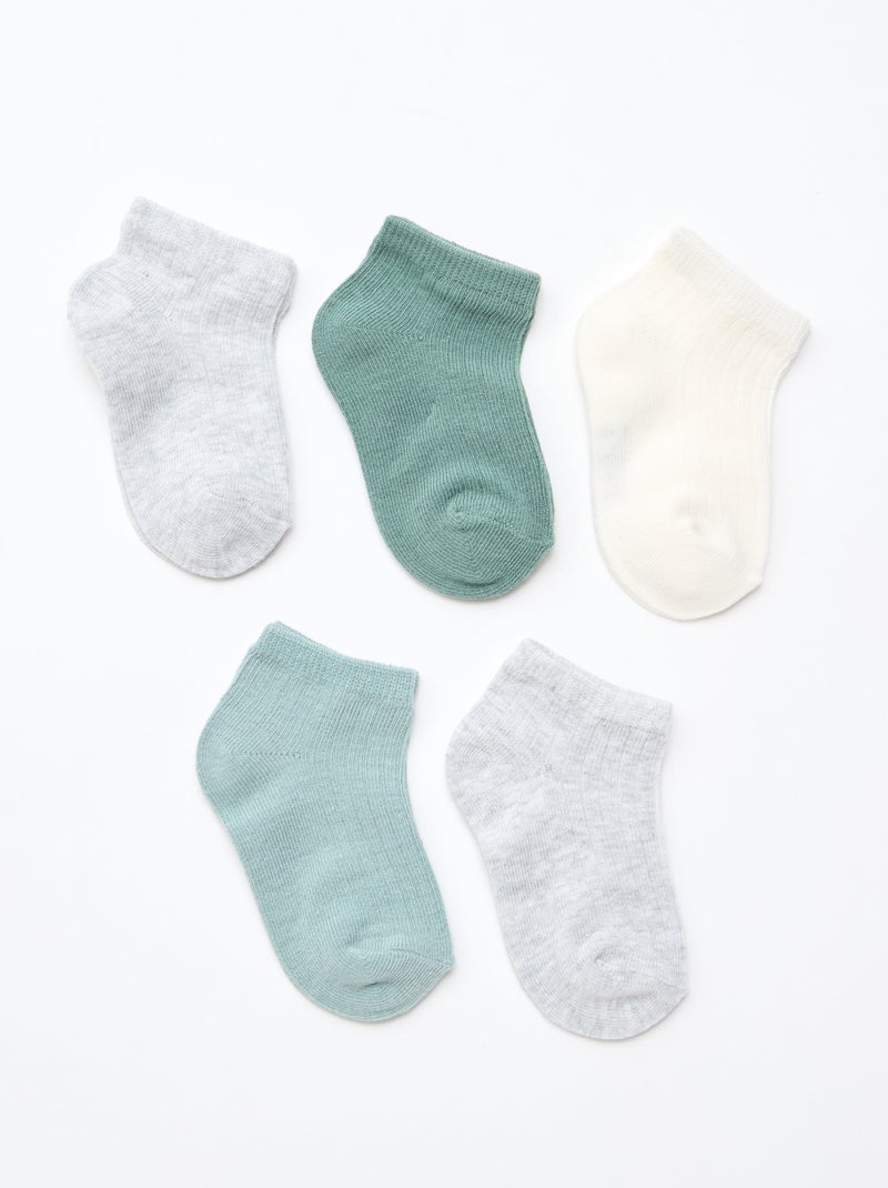 Lot de 5 paires de chaussettes en maille côtelée Vert - Kiabi