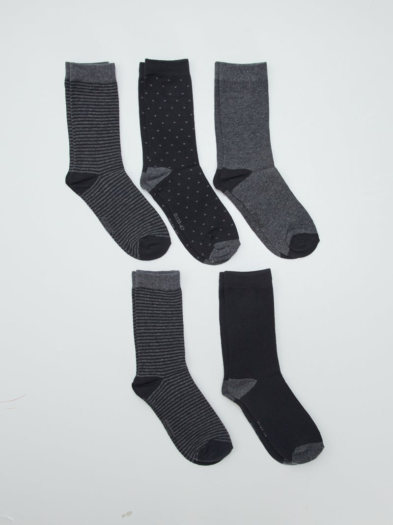 Lot de 5 paires de chaussettes fantaisies Noir - Kiabi