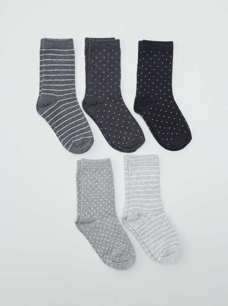 Lot de 5 paires de chaussettes Gris - Kiabi