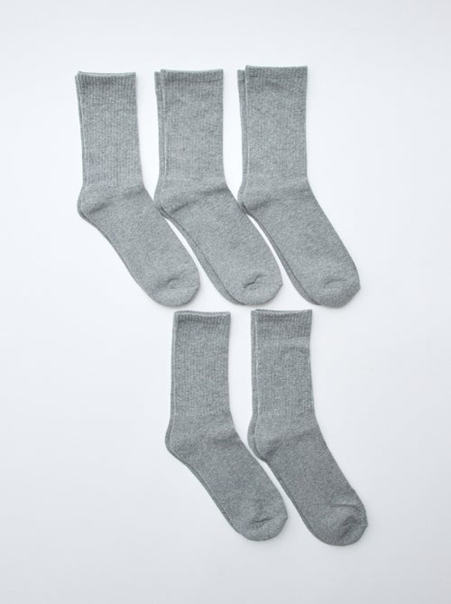 Lot de 5 paires de chaussettes hautes en maille - Kiabi