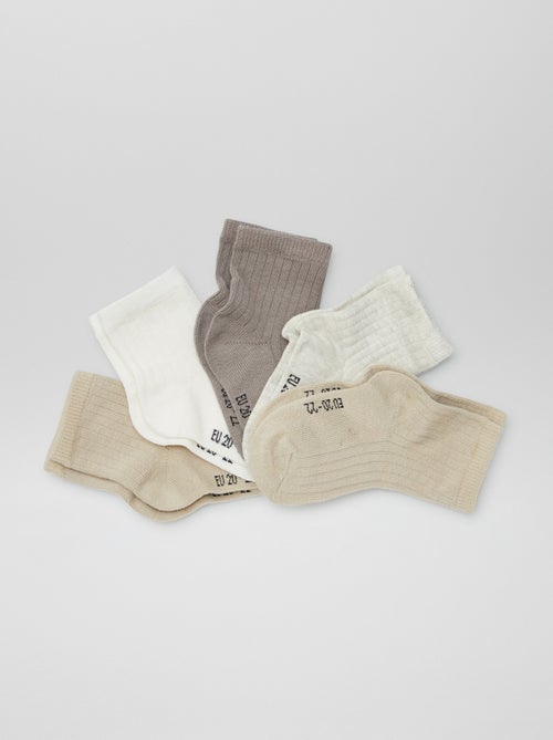 Lot de 5 paires de chaussettes naissance - Kiabi