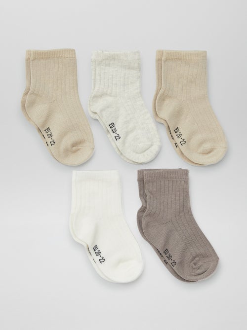 Lot de 5 paires de chaussettes naissance - Kiabi