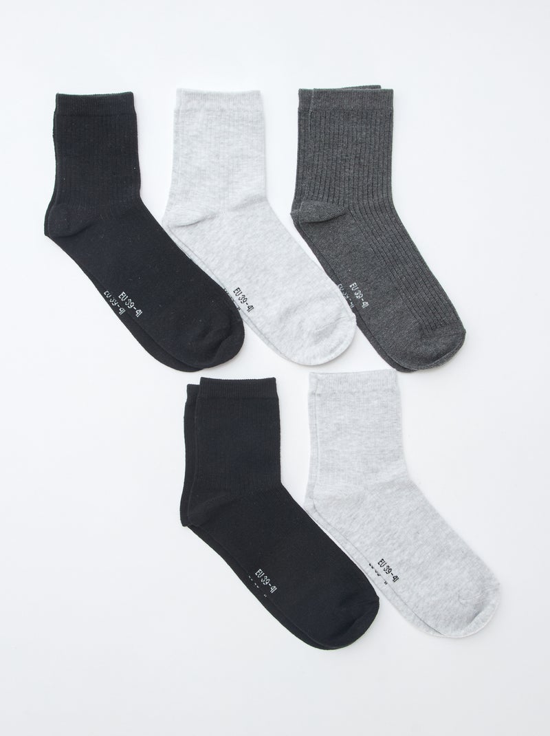 Lot de 5 paires de chaussettes Noir - Kiabi