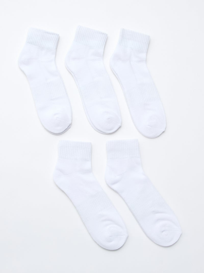 Lot de 5 paires de socquettes de sport Blanc - Kiabi