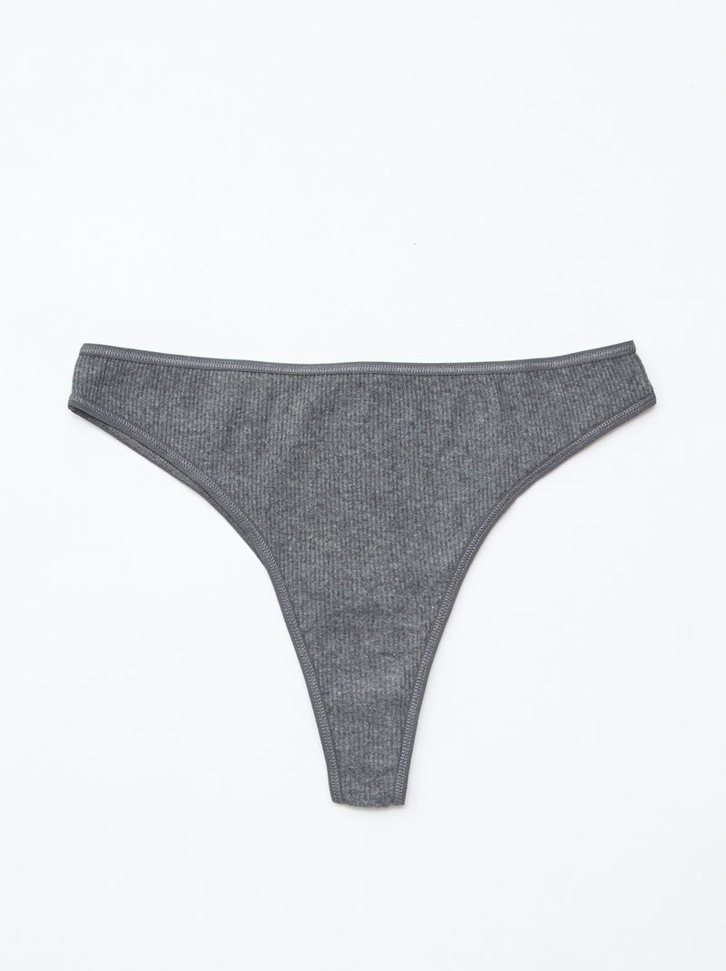 Lot de 5 tangas en maille côtelée Gris - Kiabi