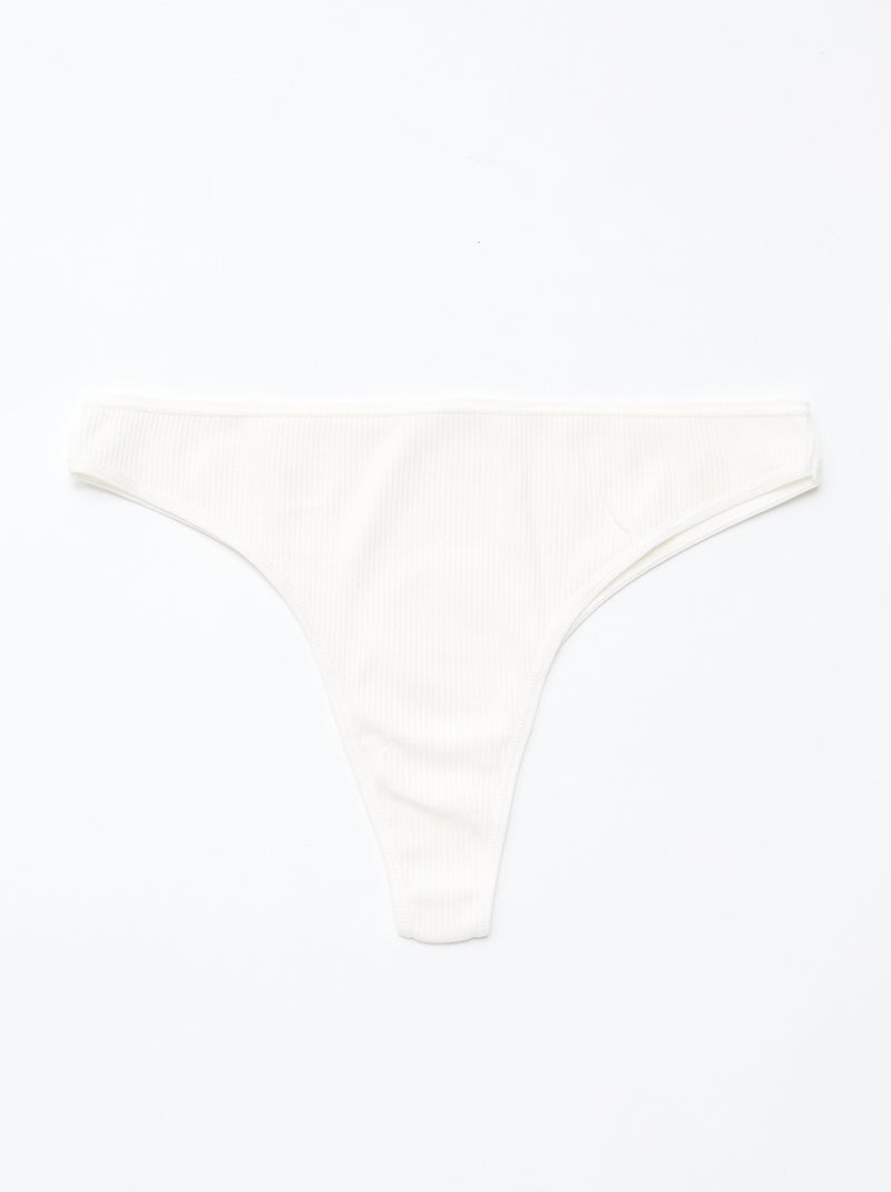 Lot de 5 tangas en maille côtelée Gris - Kiabi