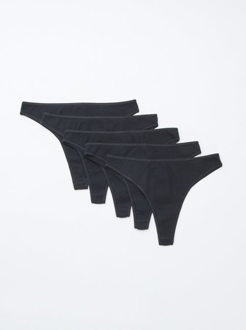 Lot de 5 tangas en maille côtelée - Kiabi