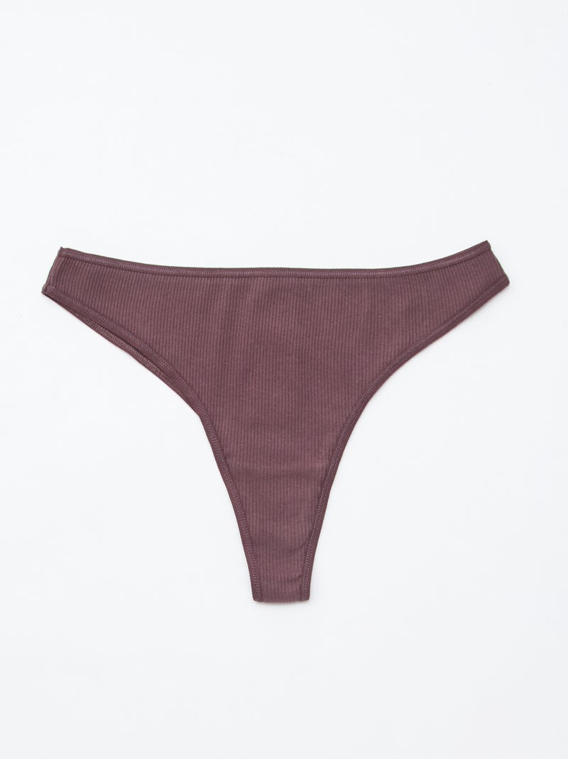 Lot de 5 tangas en maille côtelée Violet - Kiabi