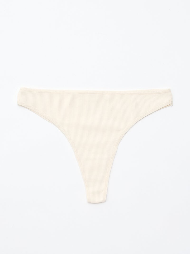 Lot de 5 tangas en maille côtelée Violet - Kiabi