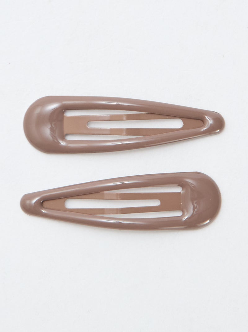 Lot de 6 pinces clic clac Marron - Kiabi