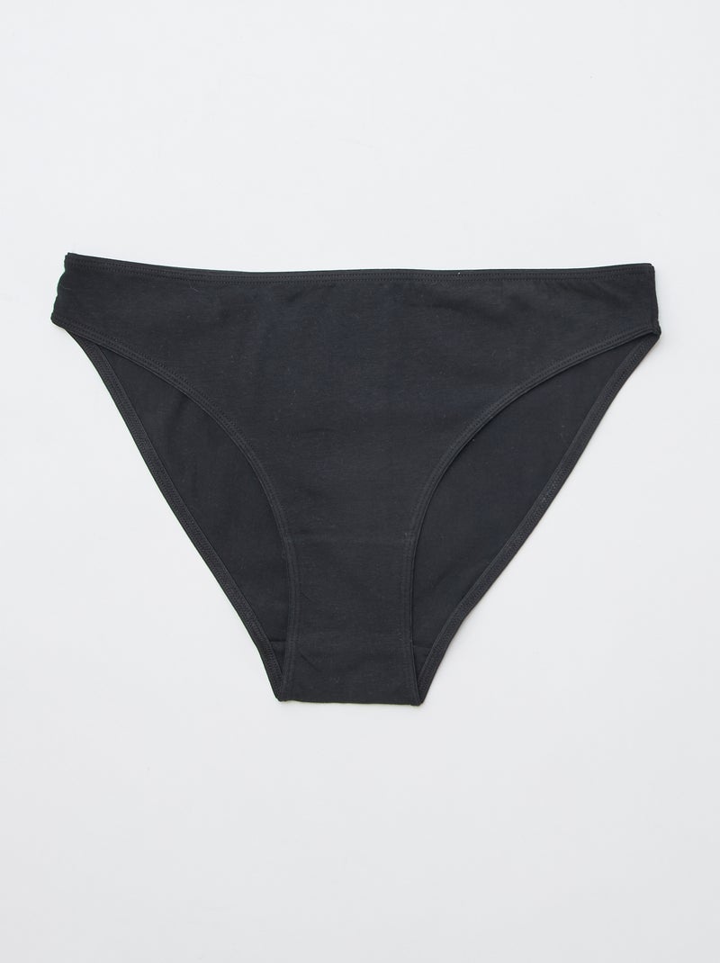 Lot de 7 culottes en coton Noir - Kiabi