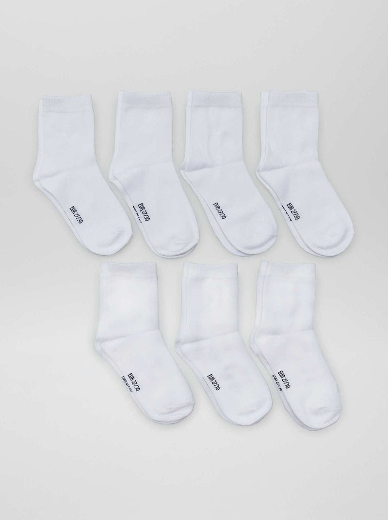 Lot de 7 paires de chaussettes Blanc - Kiabi