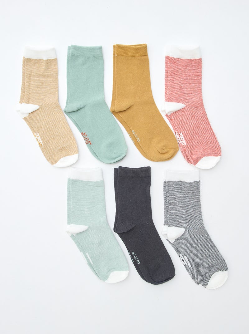 Lot de 7 paires de chaussettes imprimées Marron - Kiabi