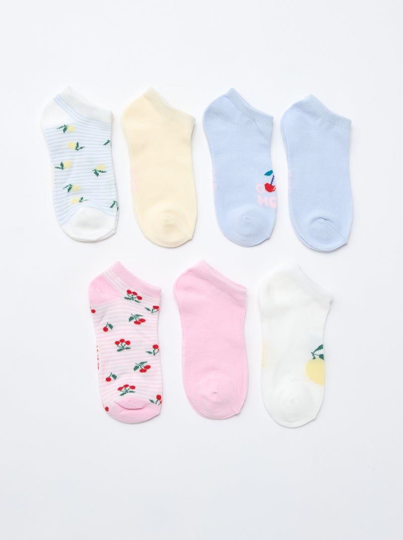 Lot de 7 paires de socquettes invisibles Bleu - Kiabi