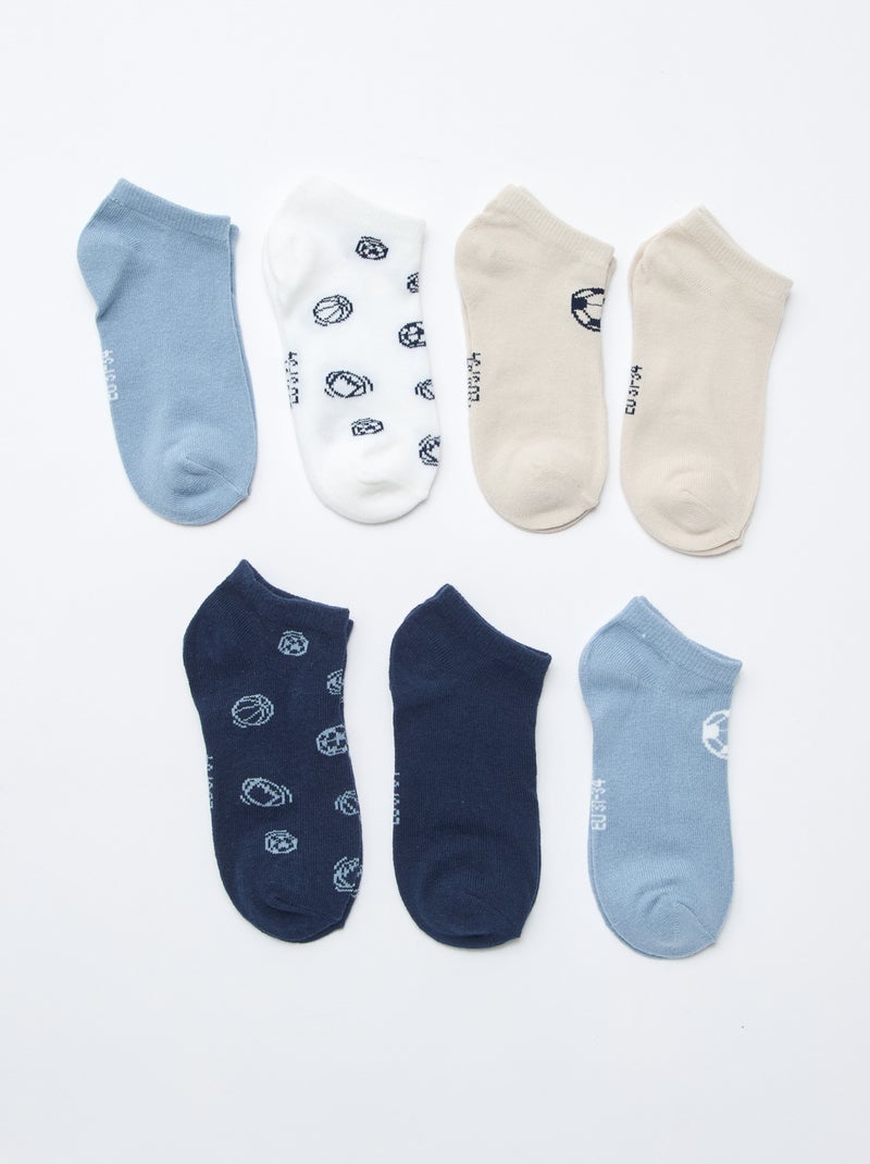 Lot de 7 paires de socquettes invisibles Bleu - Kiabi