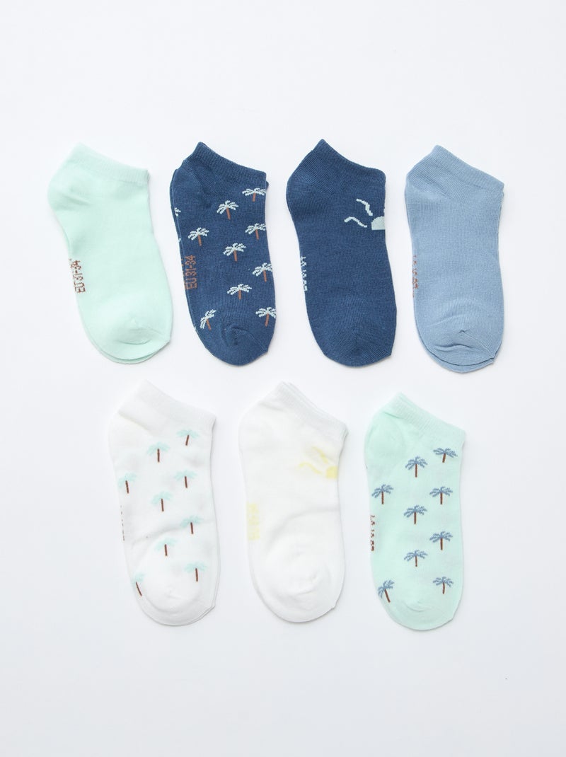 Lot de 7 paires de socquettes invisibles Bleu - Kiabi