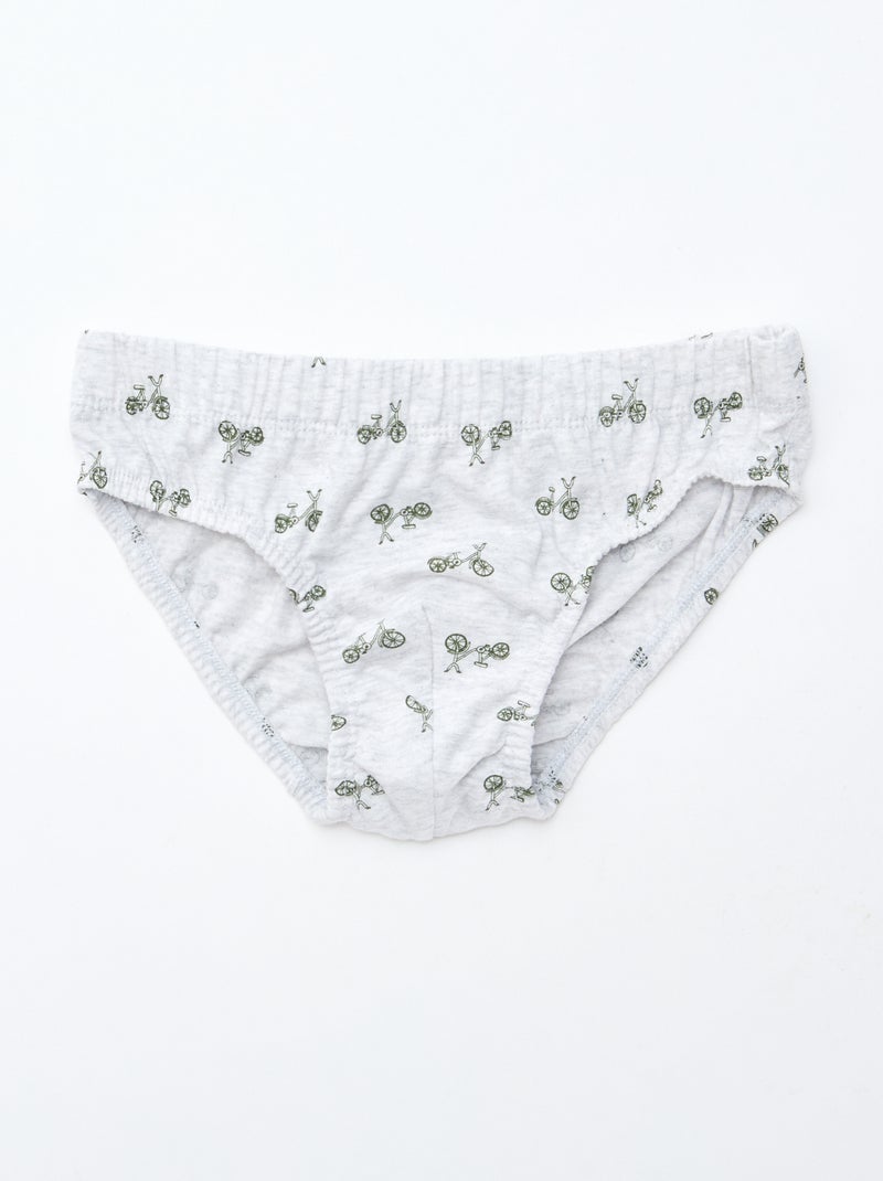 Lot de 7 slips à imprimés Gris - Kiabi