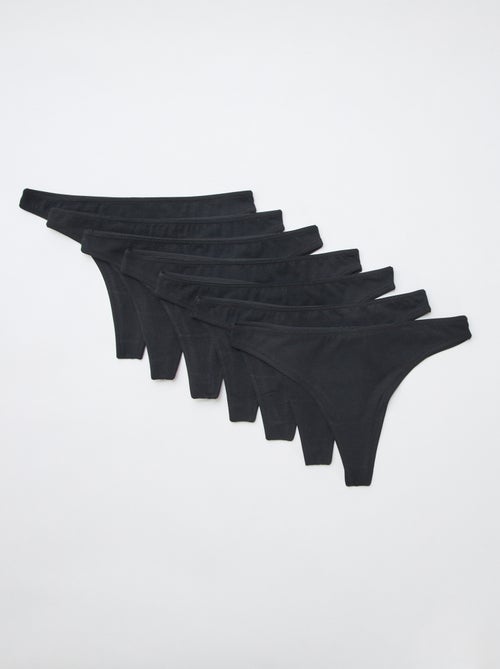 Lot de 7 tangas noirs - Kiabi