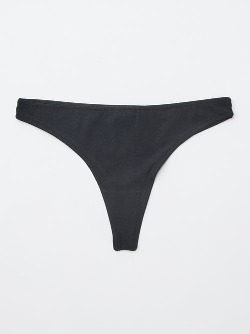 Lot de 7 tangas noirs - Kiabi