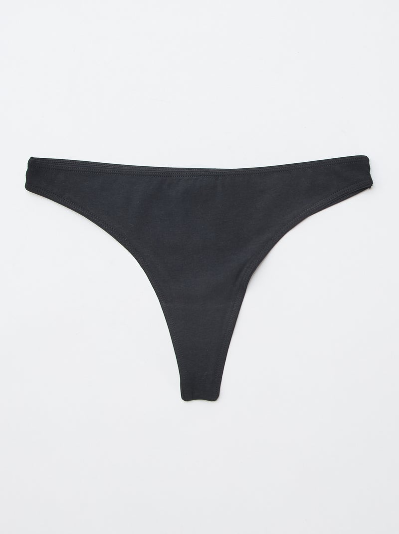 Lot de 7 tangas noirs Noir - Kiabi