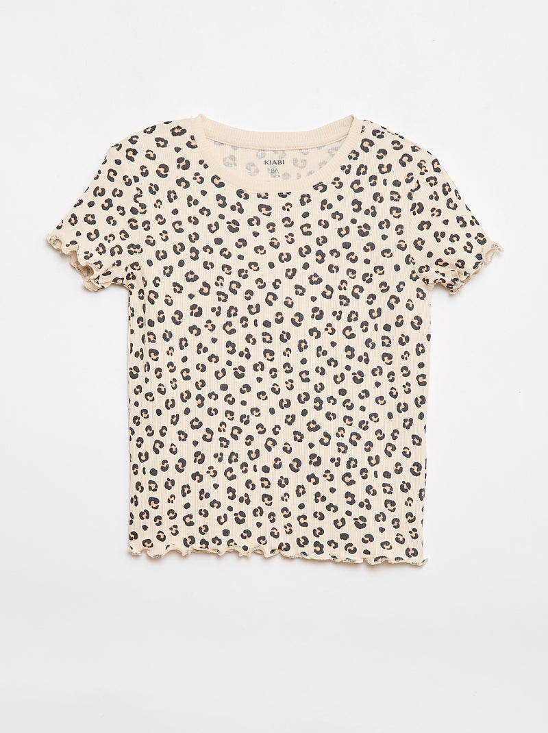 Lot de t-shirts côtelés - 2 pièces Beige - Kiabi