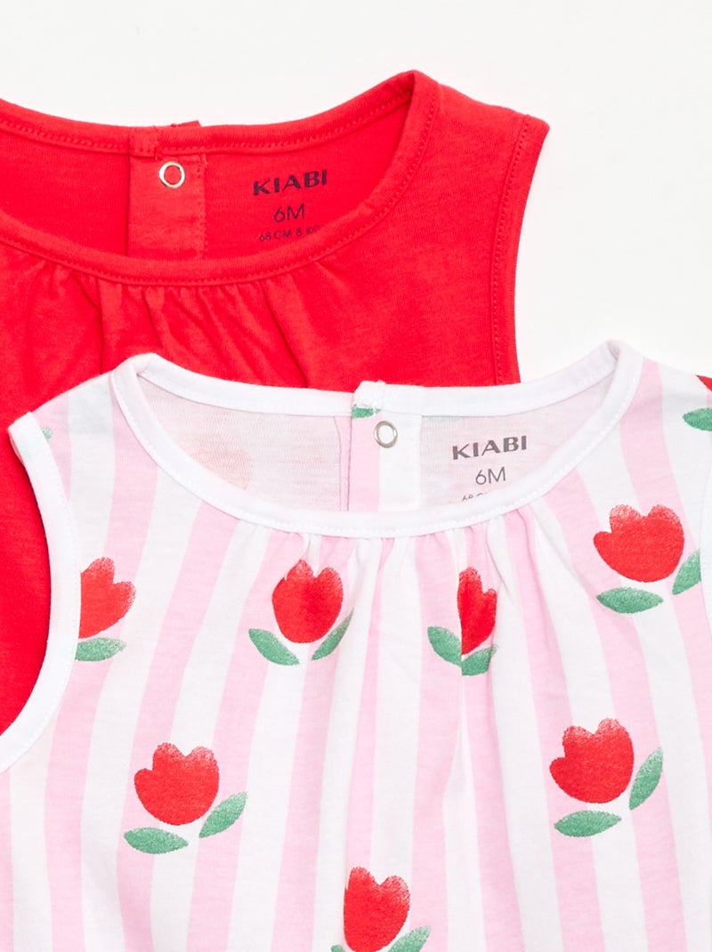 Lots de 2 barboteuses sans manches Rose - Kiabi