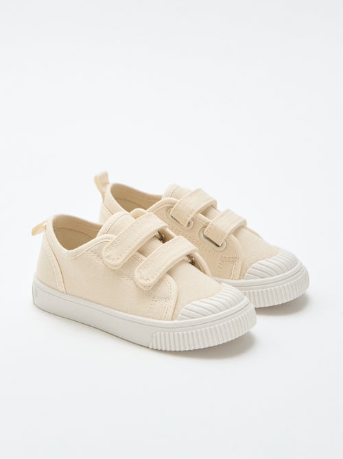 Low-top canvas trainers with hook-and-loop straps - Kiabi