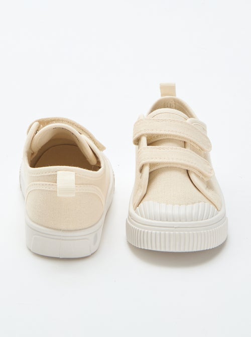 Low-top canvas trainers with hook-and-loop straps - Kiabi