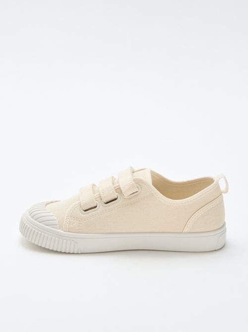 Low-top canvas trainers with hook-and-loop straps - Kiabi